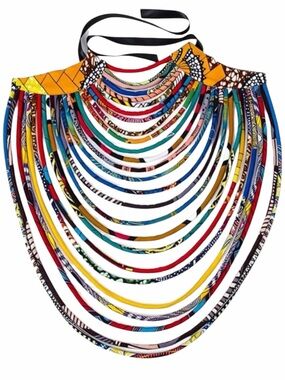 Multi-colored Ankara Multi-Strand Cord Cotton African Fabrics Necklace